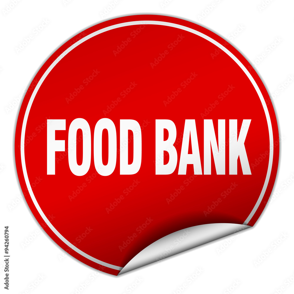 food bank round red sticker isolated on white food bank round red sticker isolated on white