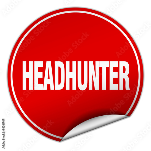 headhunter round red sticker isolated on white