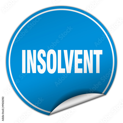 insolvent round blue sticker isolated on white