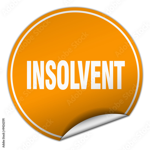 insolvent round orange sticker isolated on white