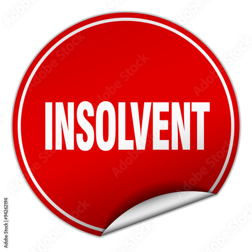 insolvent round red sticker isolated on white