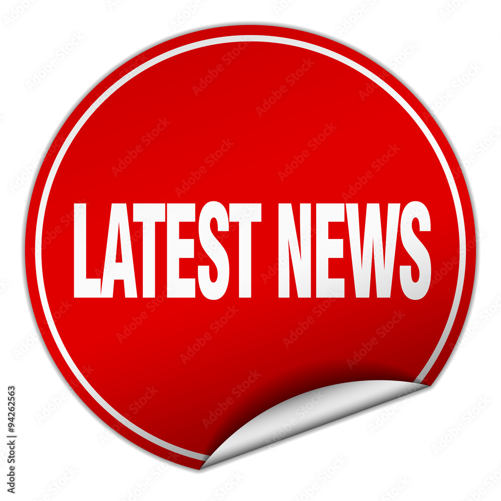 latest news round red sticker isolated on white latest news round red sticker isolated on white