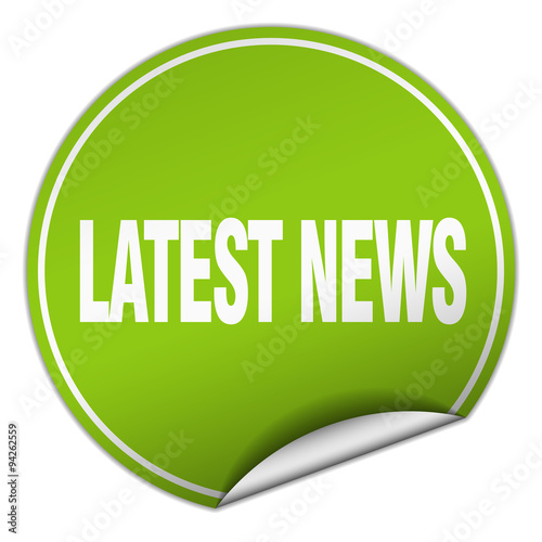 latest news round green sticker isolated on white