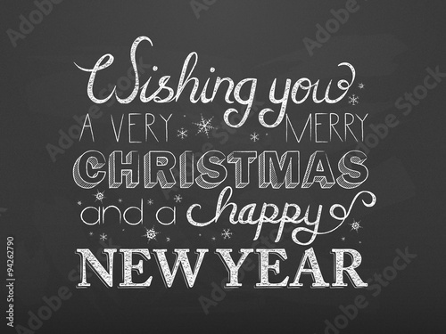 MERRY CHRISTMAS and a HAPPY NEW YEAR Vector Chalkboard Card