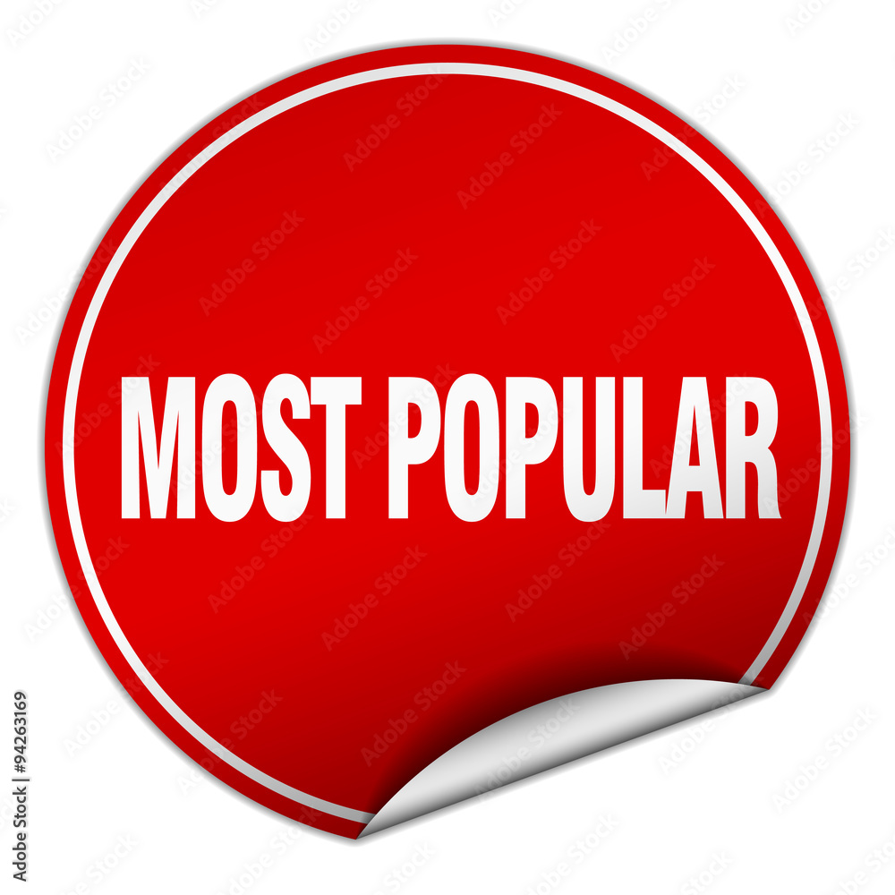 most popular round red sticker isolated on white most popular round red sticker isolated on white