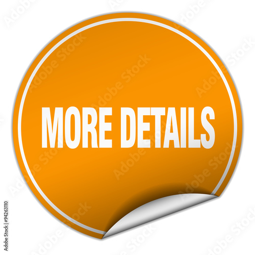 more details round orange sticker isolated on white