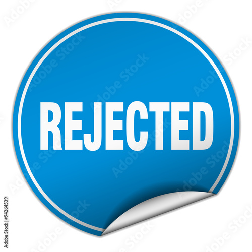 rejected round blue sticker isolated on white