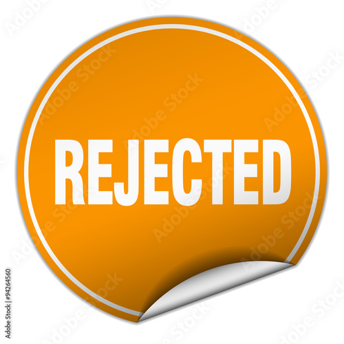 rejected round orange sticker isolated on white