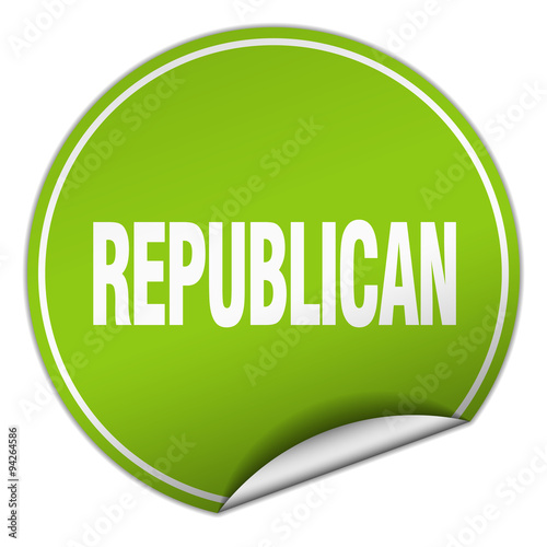 republican round green sticker isolated on white