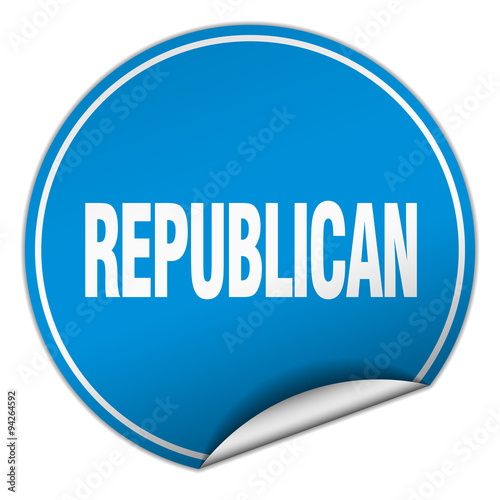 republican round blue sticker isolated on white