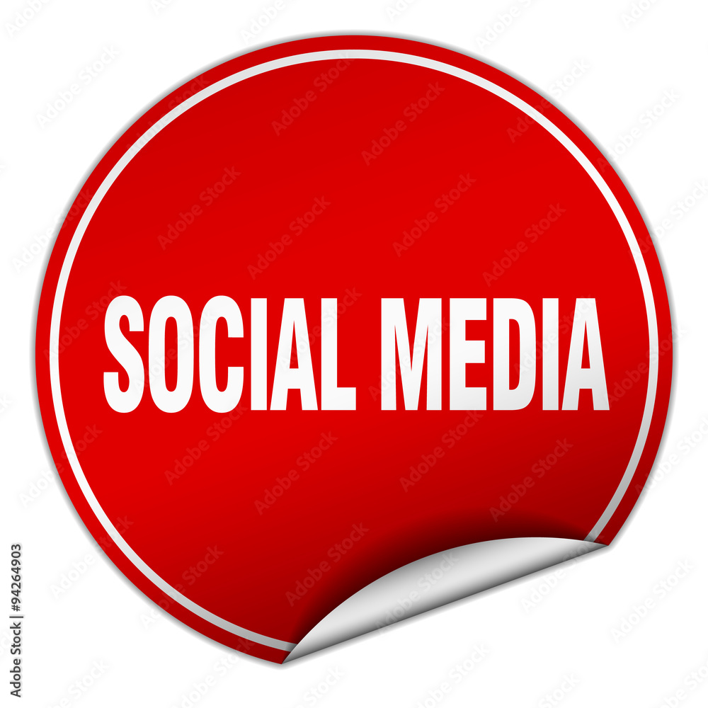 social media round red sticker isolated on white social media round red sticker isolated on white
