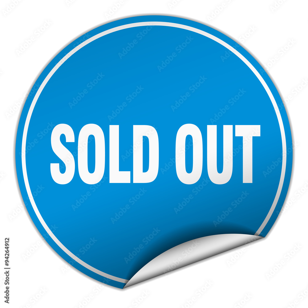 sold out round blue sticker isolated on white sold out round blue sticker isolated on white