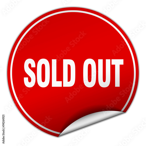 sold out round red sticker isolated on white