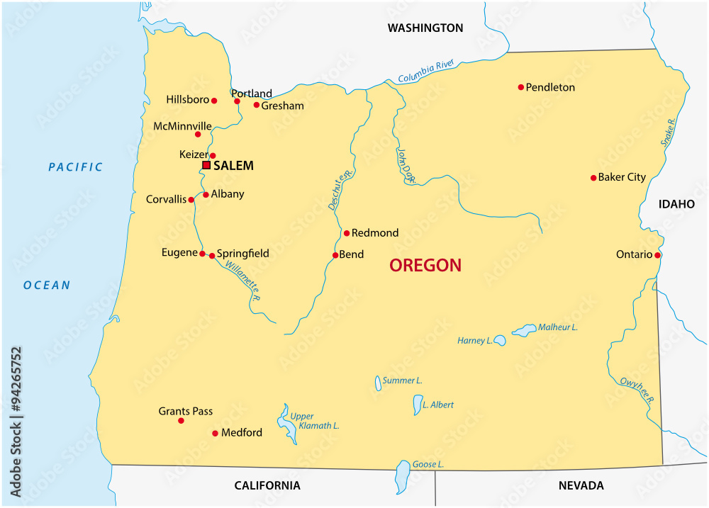 simple oregon state map
