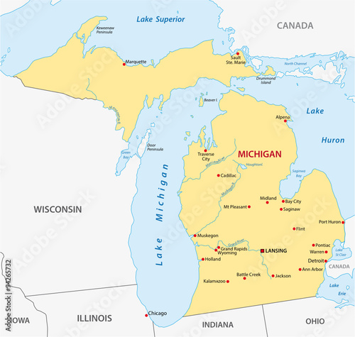 simple michigan state map