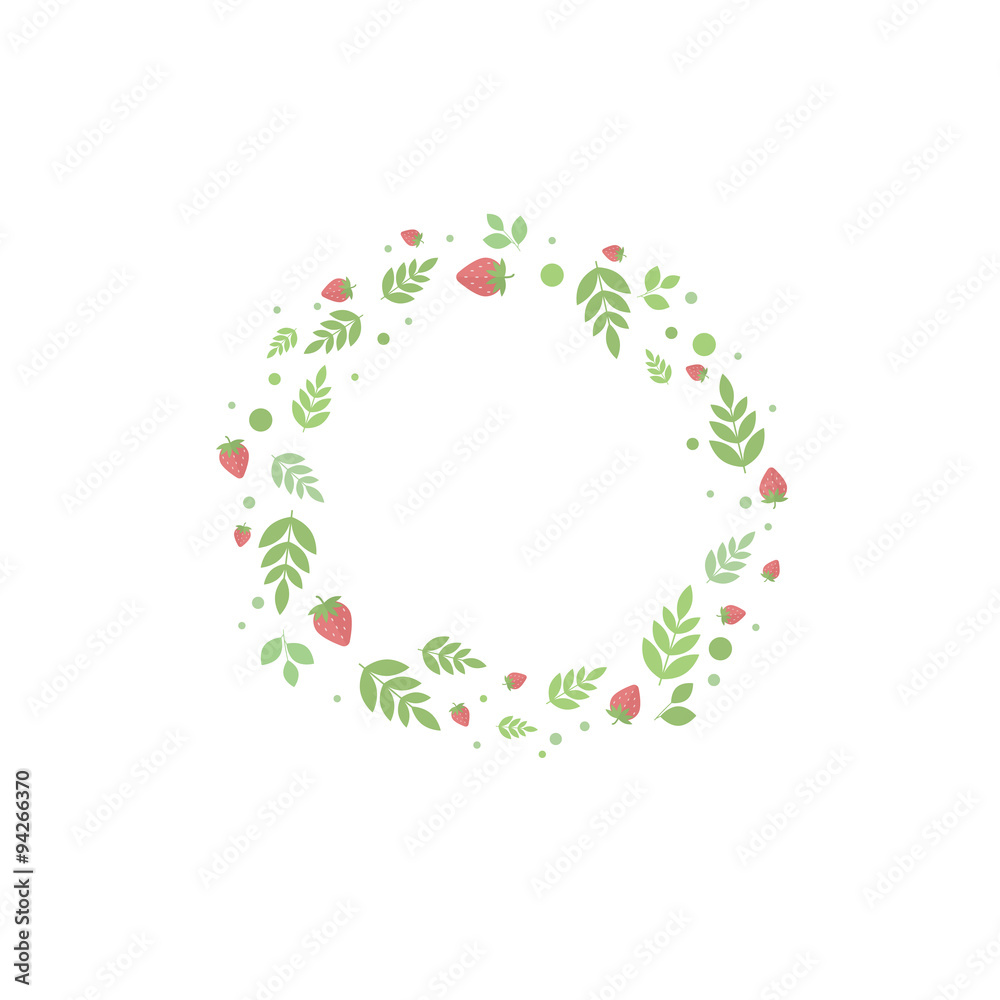 Frame with leaves and berries. Vector template for design Frame with leaves and berries. Vector template for design
