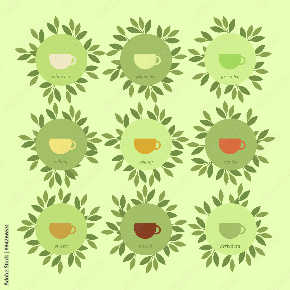 Banners with cups of tea and leaves Banners with cups of tea and leaves