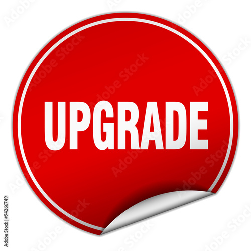 upgrade round red sticker isolated on white