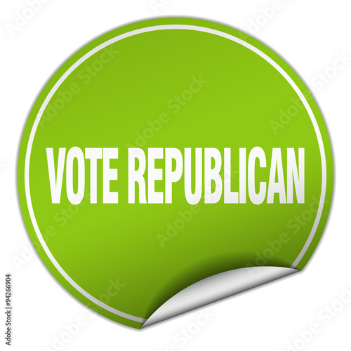 vote republican round green sticker isolated on white