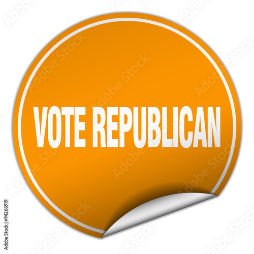 vote republican round orange sticker isolated on white