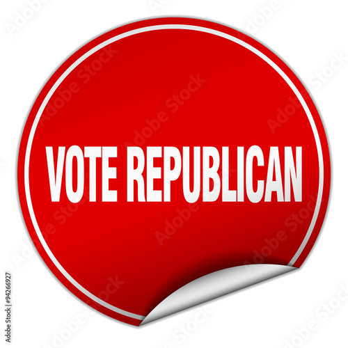 vote republican round red sticker isolated on white