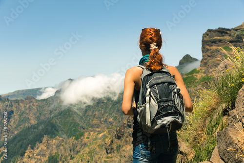Young girl in mountains