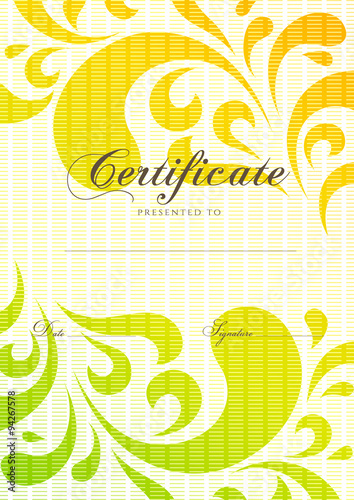 Certificate, Diploma of Completion with black Background, golden elemets pattern, border, gold frame. Certificate of Achievement, Graduation Certificate, School awards