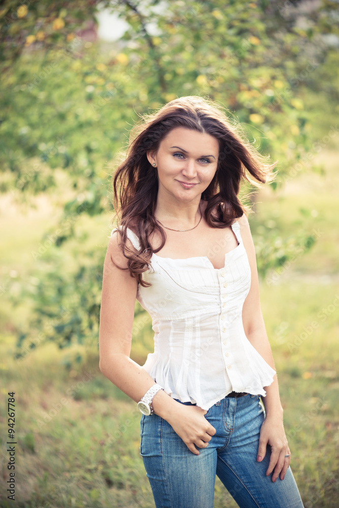 beautiful european woman smiling outdoors beautiful european woman smiling outdoors
