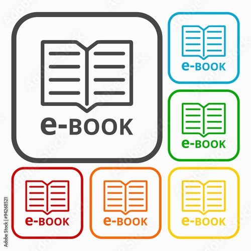 E-Book sign icons set