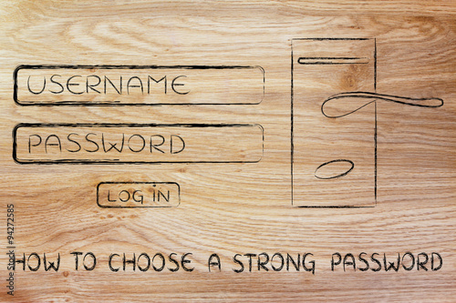 how to choose a strong password, login dialog with door lock and