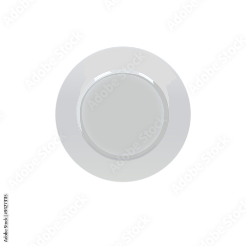 one isolated white porcelain plate on a white background