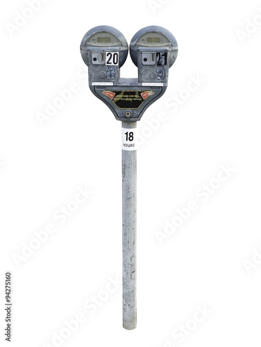 Parking meter on white