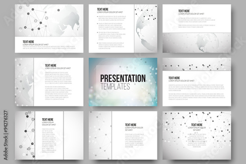 Set of 9 vector templates for presentation slides. Molecule