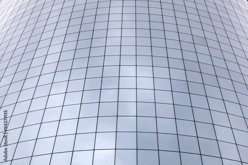 curved facade of skyscraper in new york downtown manhattan