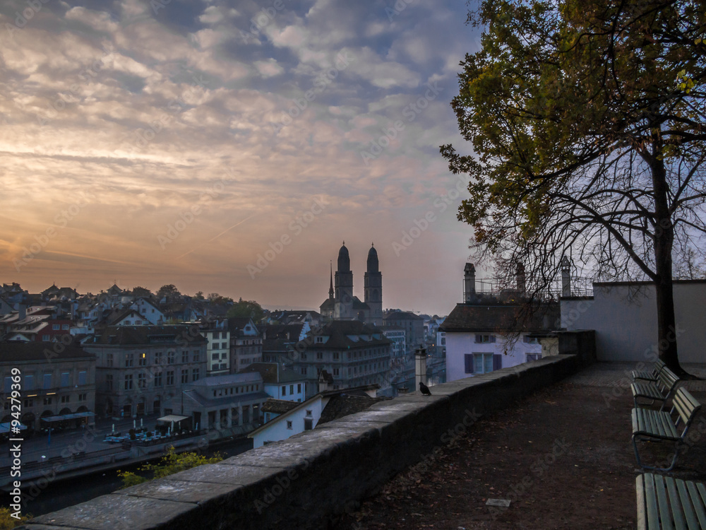 Sunrise on the Zurich cathedral - 2