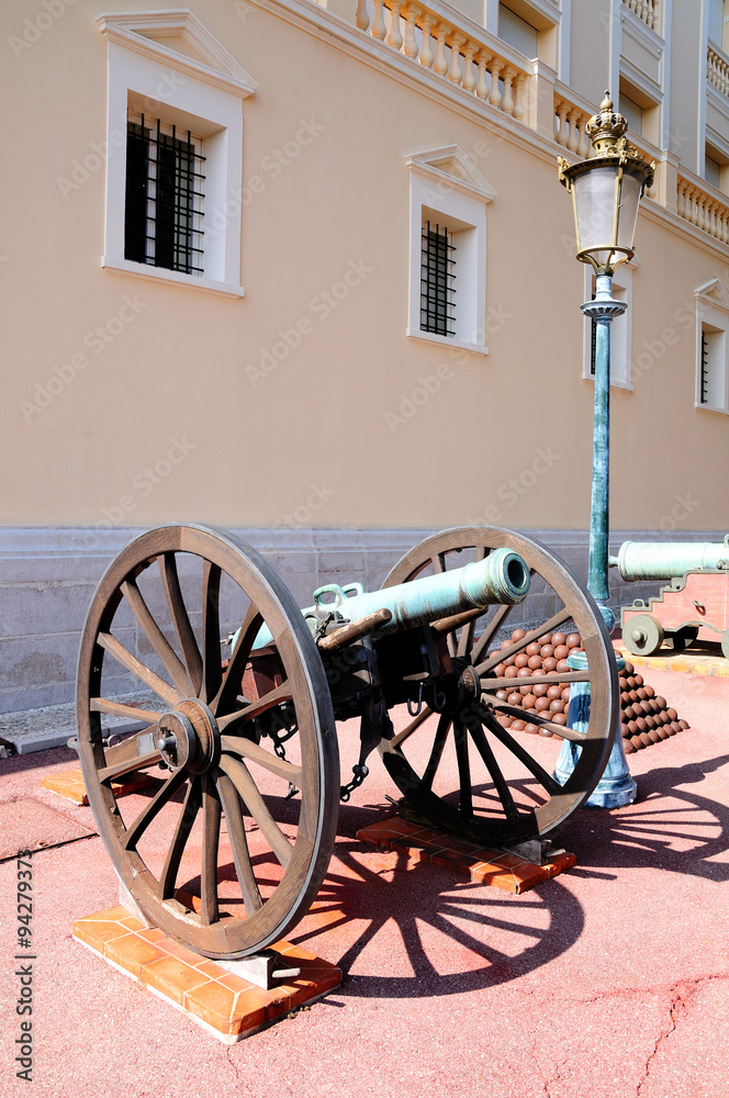 Historic medieval cannon near Monaco prince palace. Historic medieval cannon near Monaco prince palace.