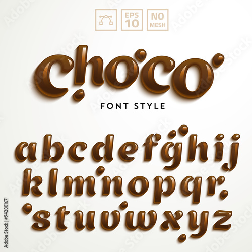 Vector latin alphabet made of chocolate. Font style.