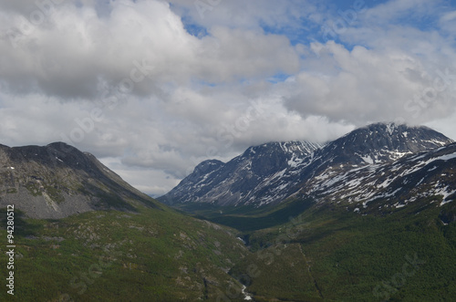 River through valley in Norwegian mountains  northern Scandes
