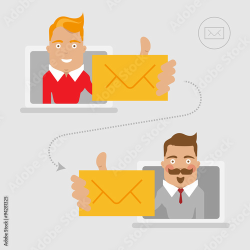  Two men character posting and receive mail 