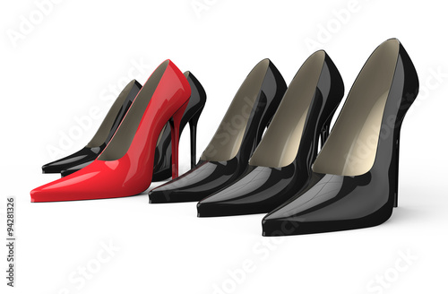 Red and black high heel women shoes