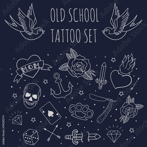 Old school tattoo set