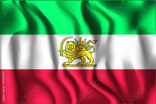 Variant Flag of Iran with Lion and Sun Emblem. Rectangular Shape