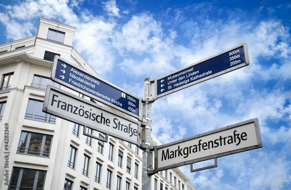Road signs or street signs in Berlin, Germany Road signs or street signs in Berlin, Germany