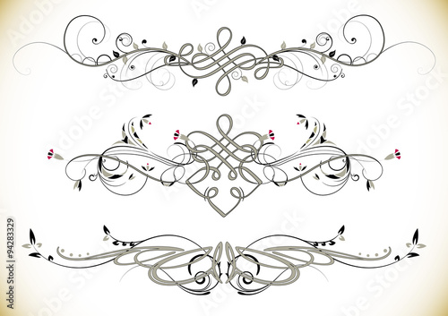 Swirl Floral Vintage Ornaments Decoration Vector