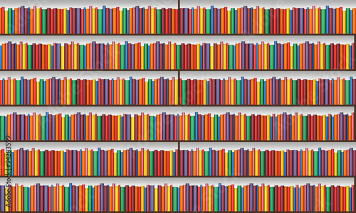 Bookshelf with books - light seamless texture and background