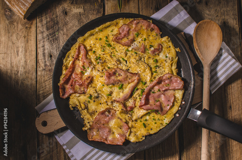 Rustic omelette with famous Prague ham