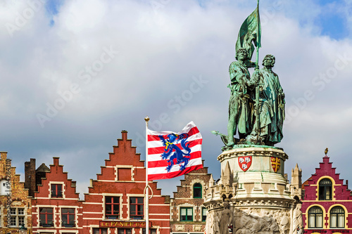 Statue of Jan Breydel and Pieter De Coninck. Bruges,Belgium photo
