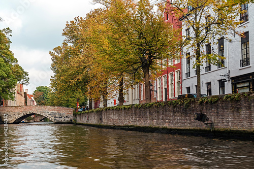 Scenic city view of Bruges, Belgium, canal Spiegelrei © Florin