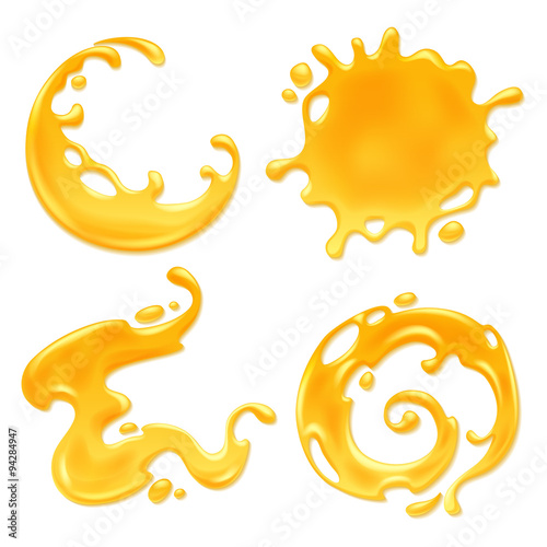 Yellow juice or honey blots set. 