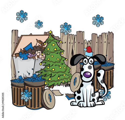 junkyard dog Christmas illustrations